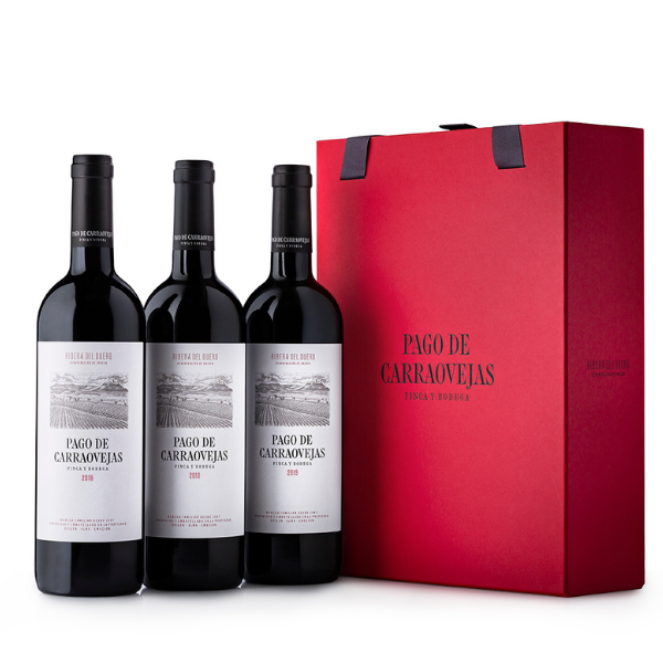 ESTUCHE PAGO DE CARRAOVEJAS 3 botellas de vino tinto Ribera del Duero.