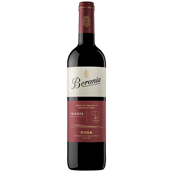 Beronia Crianza es un vino tinto Rioja, elaborado con uva de la variedad Tempranillo y una pequeña cantidad de Garnacha, Mazuelo y Graciano. Con una crianza de 12 meses en barricas de roble americano.