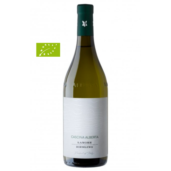 Langhe Riesling  es un vino blanco seco de la bodega Cascina Alberta elaborado de forma ecológica en la región vinícola del Piamonte, en el norte de Italia. Este vino está elaborado con uvas de la variedad Riesling,